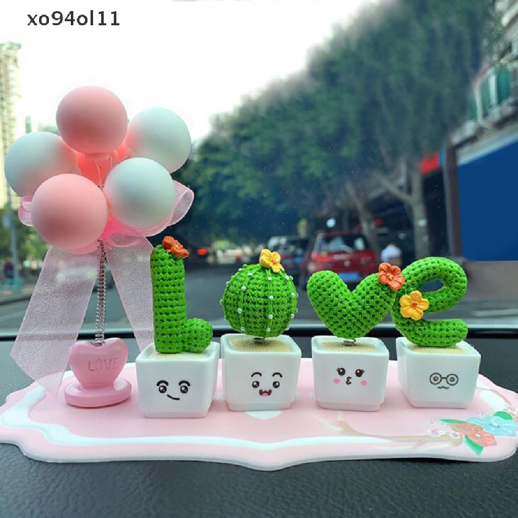 Xo 4Pcs Hiasan Prop Kaktus Dekorasi Resin Tanaman Pot Mobil Dekorasi OL