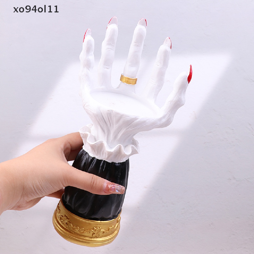 Xo Witch Hand Halloween Decor Resin Holder Gothic Decor Holder Penyihir Tangan Berdiri Golden Holiday Dekorasi OL