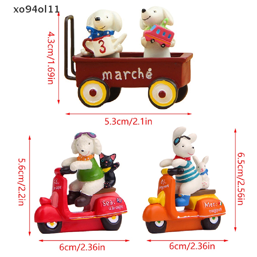 Xo 1Pc 1: 12rumah Boneka Miniatur Hewan Motor Anjing Model Kereta Dorong Microlandscape Outdoor Dekorasi Pemandangan Hidup Mainan Aksesoris Rumah Boneka OL
