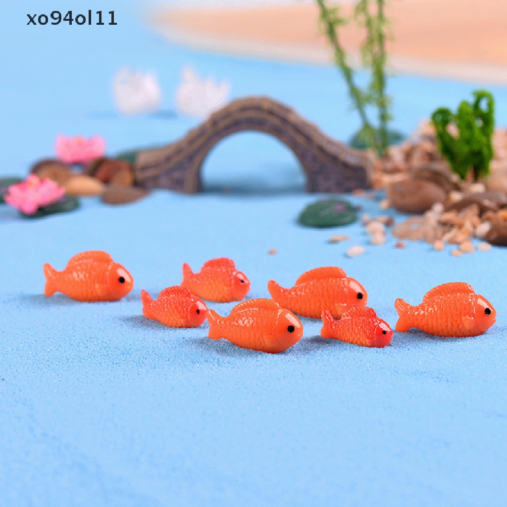 Xo Ikan Merah Lotus Lotus Daun Miniatur Ornamen Pemandangan Taman Aquarium OL