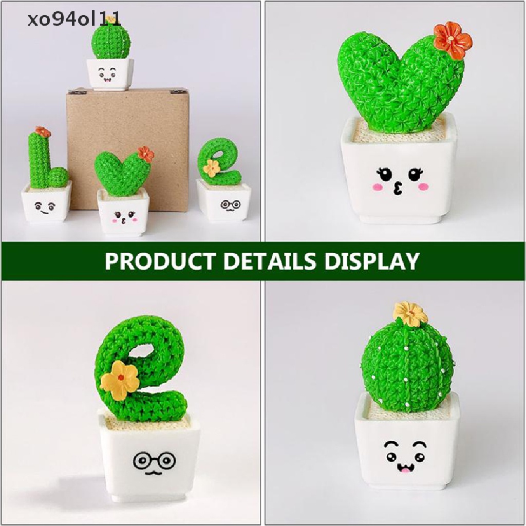 Xo 4Pcs Simulasi Kreatif Kaktus Berbentuk Hiasan Dekorasi Prop Cactus OL