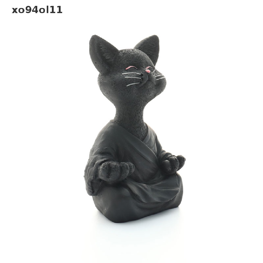 Patung Kucing Buddha XO Aneh Meditasi Yoga Koleksi Happy Cat Decor Home OL