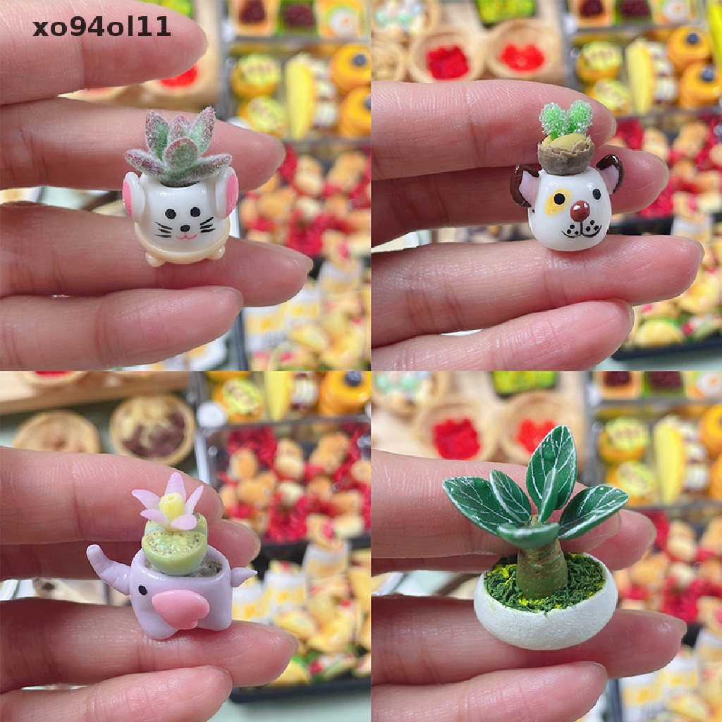 Xo 1Pc 1: 12rumah Boneka Miniatur Pot Ornamen Model Taman Dekorasi Rumah Mainan Aksesoris Rumah Boneka OL