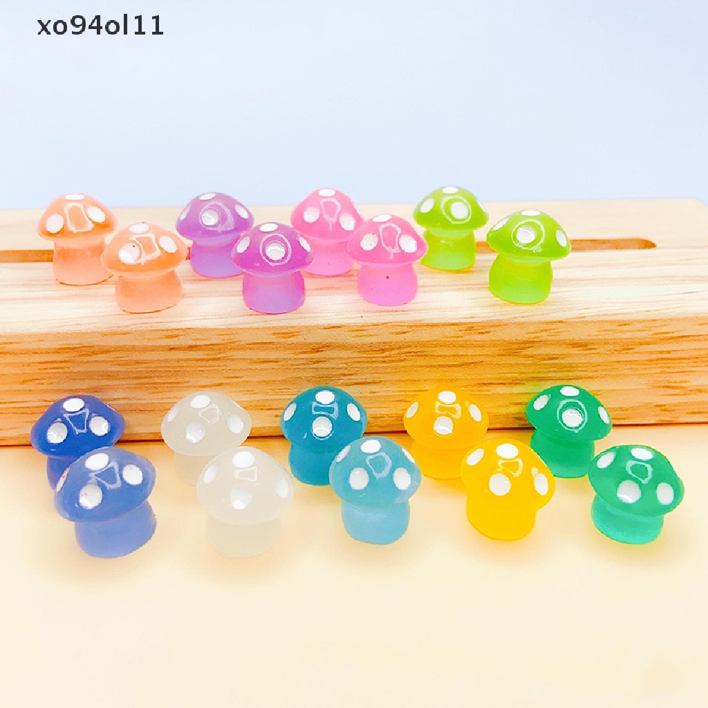 Xo 2Pcs Luminous Lollipop Jamur Ornamen Resin Dekorasi Telepon Hiasan Kepala Aksesoris OL