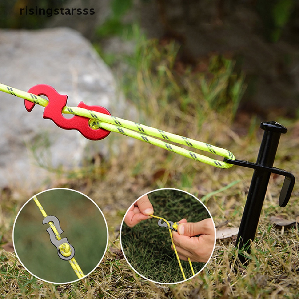 Rsid Span-new 10pcs Adjustable Camping Tent Cord Tali Gesper S Type Tensioners Pengikat Kit Outdoor Camping Tents Mengamankan Aksesoris Jelly