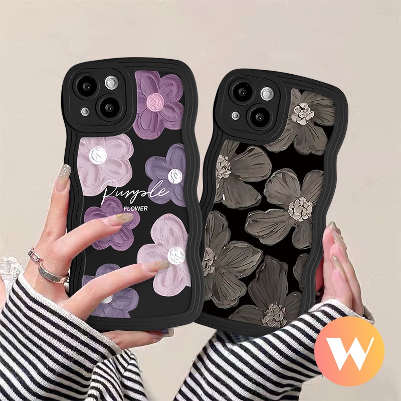 Art Lukisan Cat Minyak Bunga Case Realme C35 C33 C20A C20 C55 C15 C21Y C12 C25 C25Y C11 C30 C3 C17 C25s Realme 6i 5i 8Pro 8 5s 9 Pro+5 7i 8i 9i 10 7bunga Retro Wavy Edge Soft Sarung