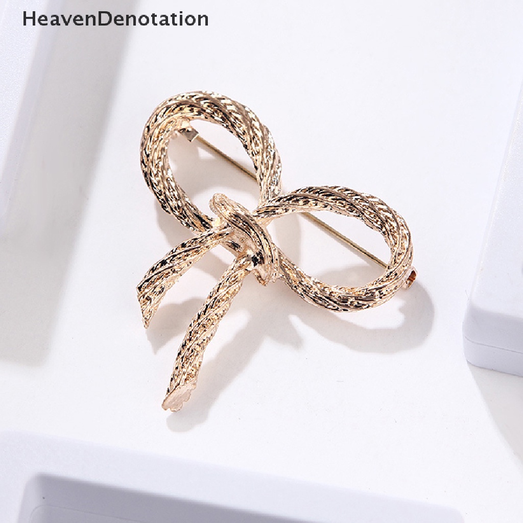 [HeavenDenotation] Mode Busur Bros Untuk Wanita Ikatan Simpul Bros Pin Safety Lapel Pin Brooch Pernikahan Perhiasan Aksesoris HDV