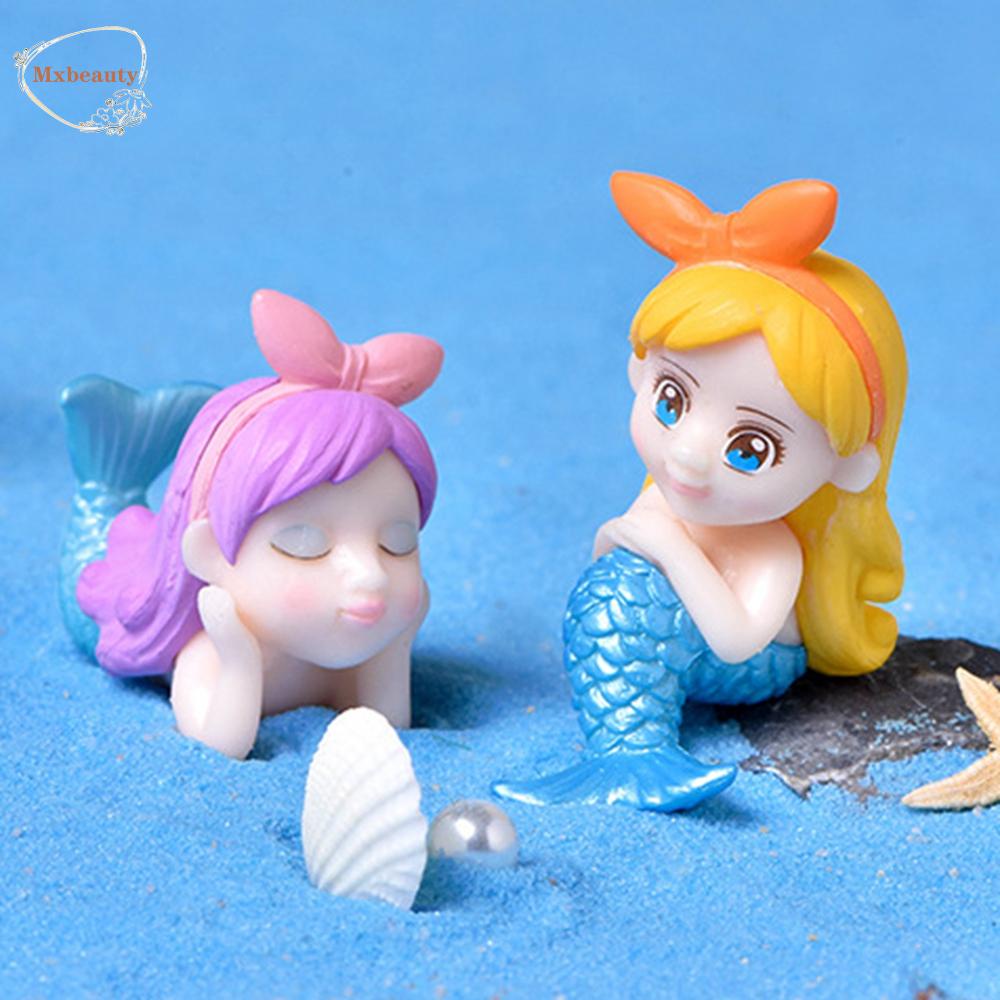 MXBEAUTY Lovely Mermaid Figurine Small Aquarium Decorative Miniature Home Accessories Hairpin Table DIY Craft Fairy Garden Micro Landscape