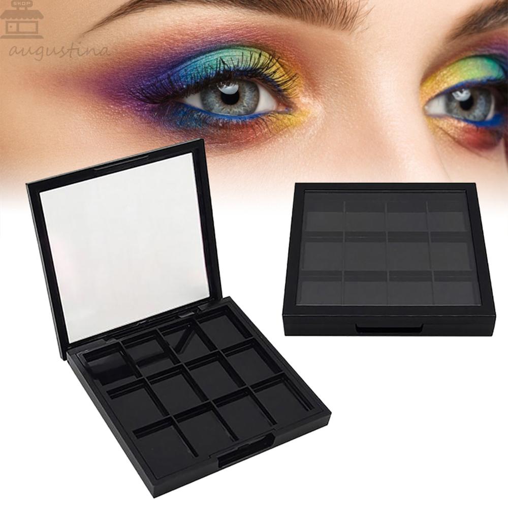 Agustinina Piring Eyeshadow Kosong Hitam High Quality Kotak Isi Ulang Tutup Transparan Wadah Kosmetik Makeup Case Kotak Penyimpanan Makeup Mata