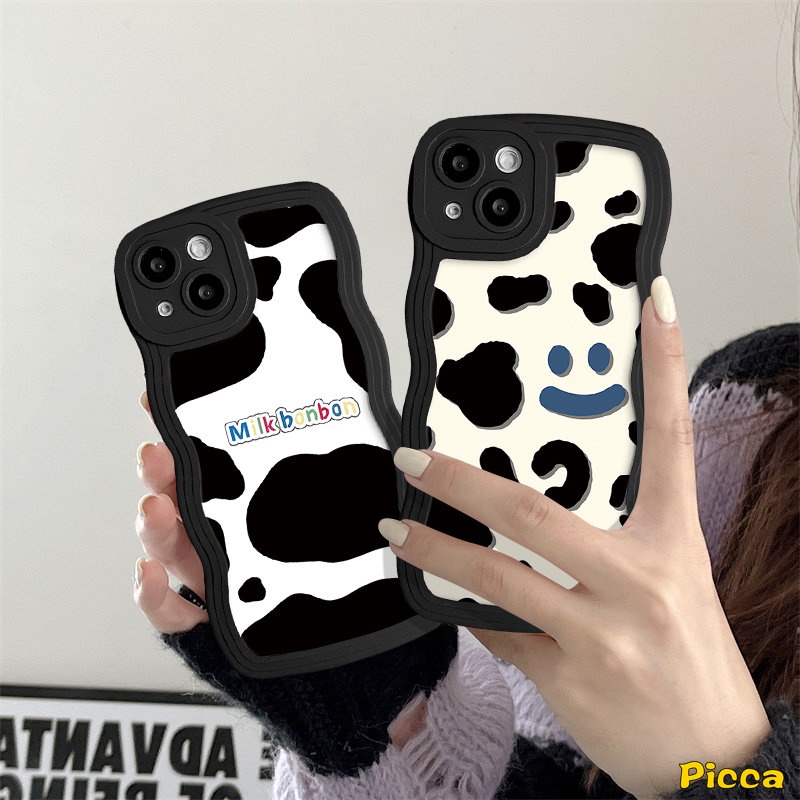 Case Smile Motif Leopard Susu Untuk Infinix Smart5 4 6 Plus Hot12 Pro 20 11s 10s 12i 9 20s 8 10Lite 10 Hot 10 11 9 12 Play Note 10Pro 12 G96 Couple Wavy Edge Soft Tpu Cover