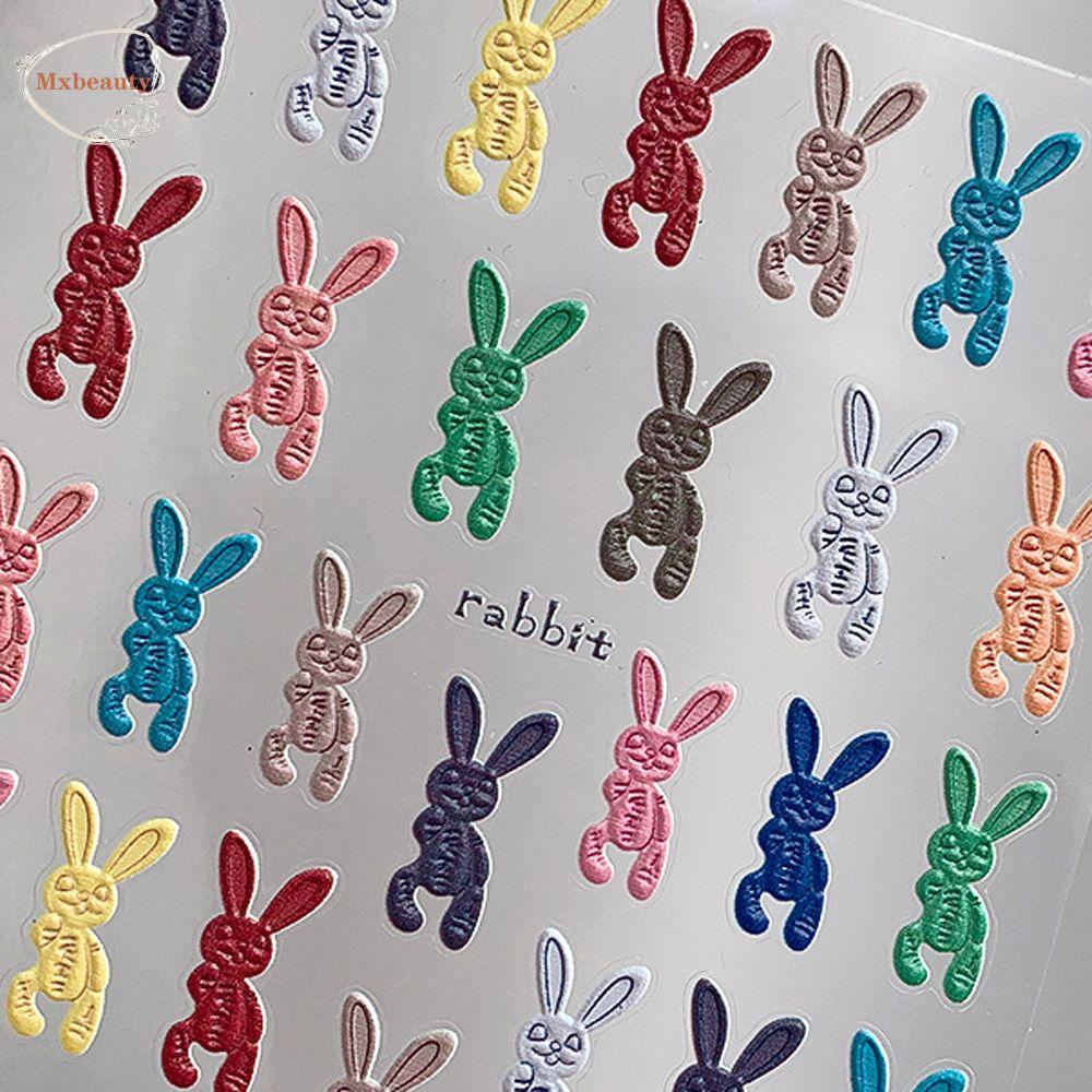 Mxbeauty 5D Ukir Stiker Kuku Wanita Bintang Tiga Dimensi Self-Adhesive Kelinci Bengkok Bebek Nail Art Dekorasi