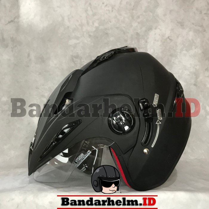 Terlaris Helm Rn Double Visor Hitam Doff Mirip Ink T1