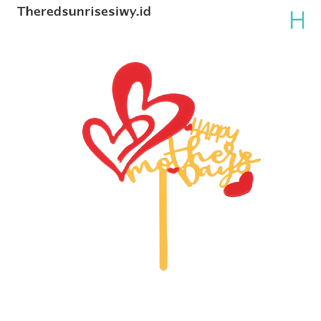 # Kado Mom &amp; PAPA DIY # 1pc Mothers Day Cake Topper Love Rose Happy Mother's Day DIY Kartu Sisipan Kue~