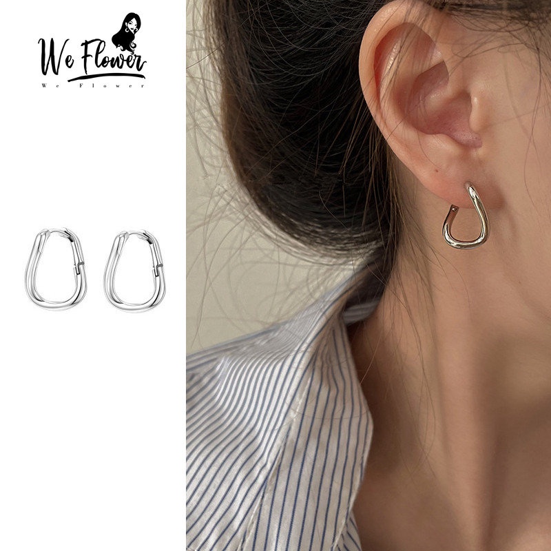 Kami Bunga Minimalis Glossy S925 Perak Twist Square Hoop Earrings Untuk Wanita Gadis Elegan Geometris Anting-Anting Sederhana Fashion Telinga Perhiasan Aksesoris