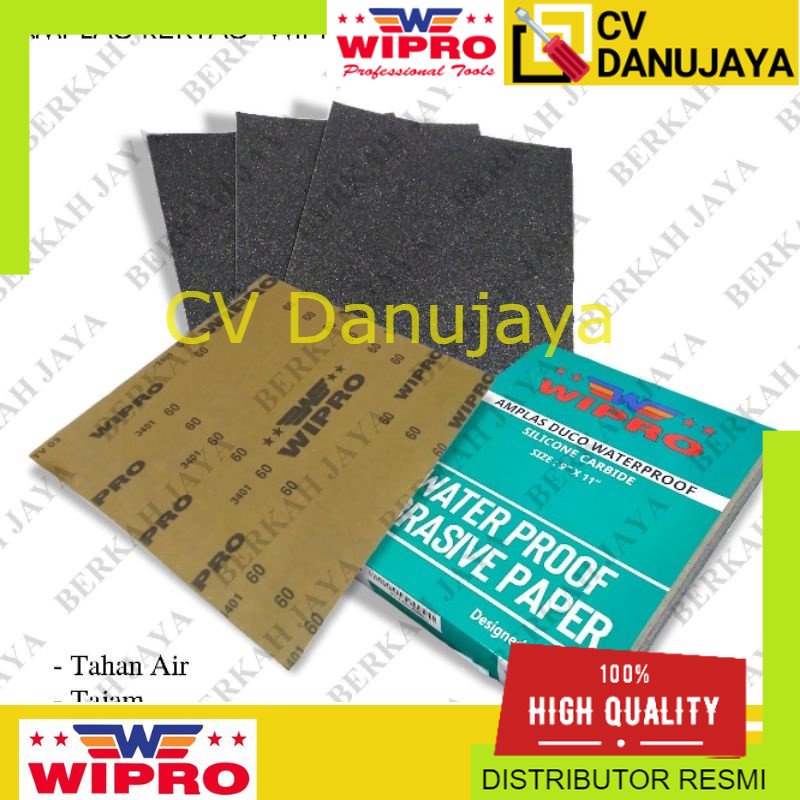 Amplas Kertas Lembaran Wipro Ukuran Grit dari 60 Sampai Grit 2000