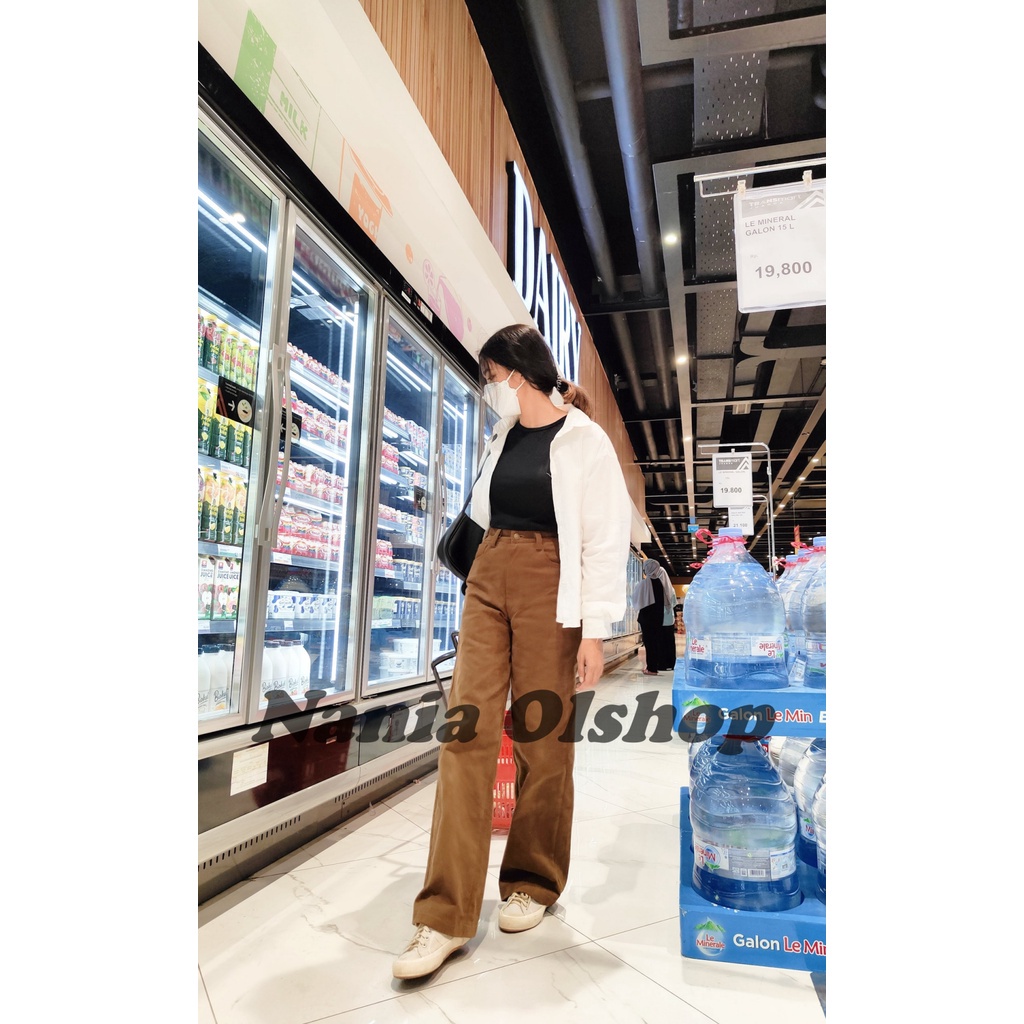 Celana Kulot Jeans Highwaist Premium Brown