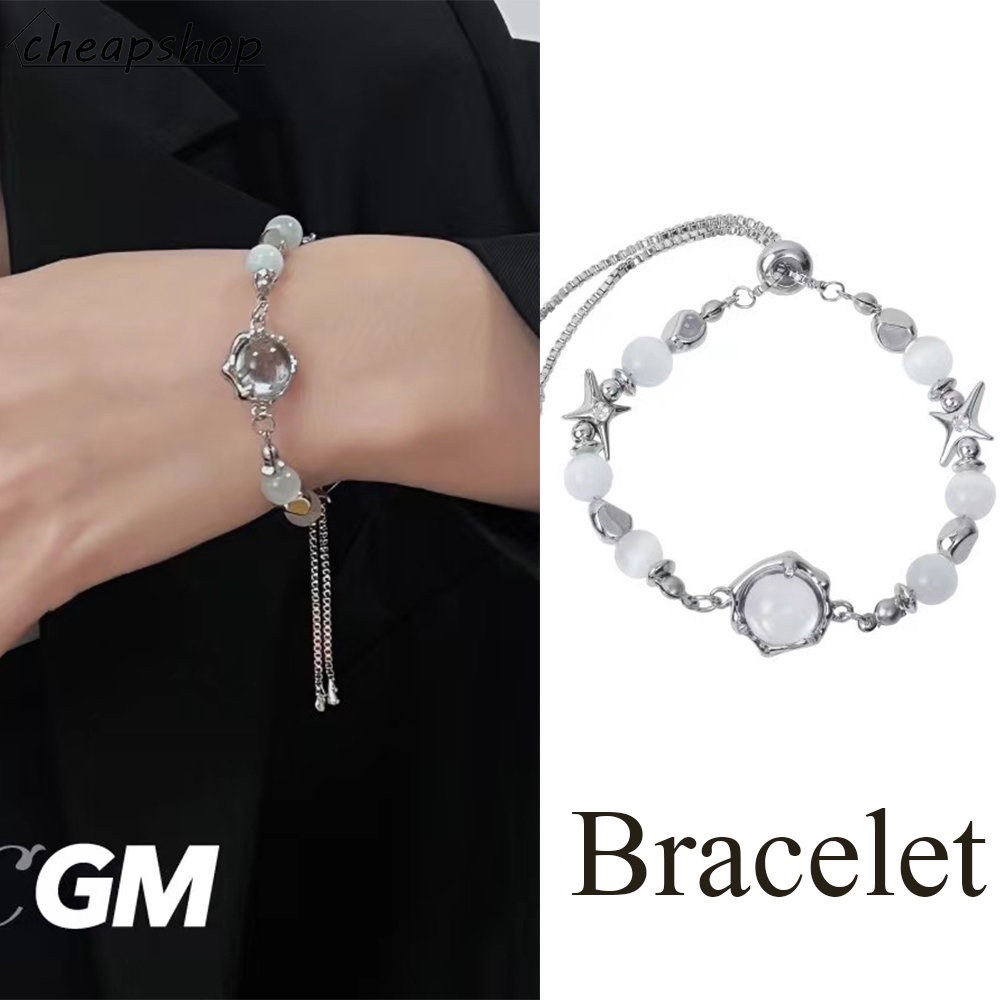 Ifyou Gelang Manik-Manik Moonstone Silver Bohemian Adjustable Bracelets Untuk Perhiasan Aksesoris Wanita