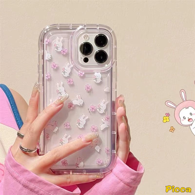 Fresh Flowers Case Redmi 12C 10C 9 10A A1 9T 10 9A 9C NFC Redmi Note8 9 Note10s Note 11 10s 11s 10 9 Note10 11 POCO F4 Kartun Lucu Kelinci Bening Shockproof Airbag Penutup Bunga