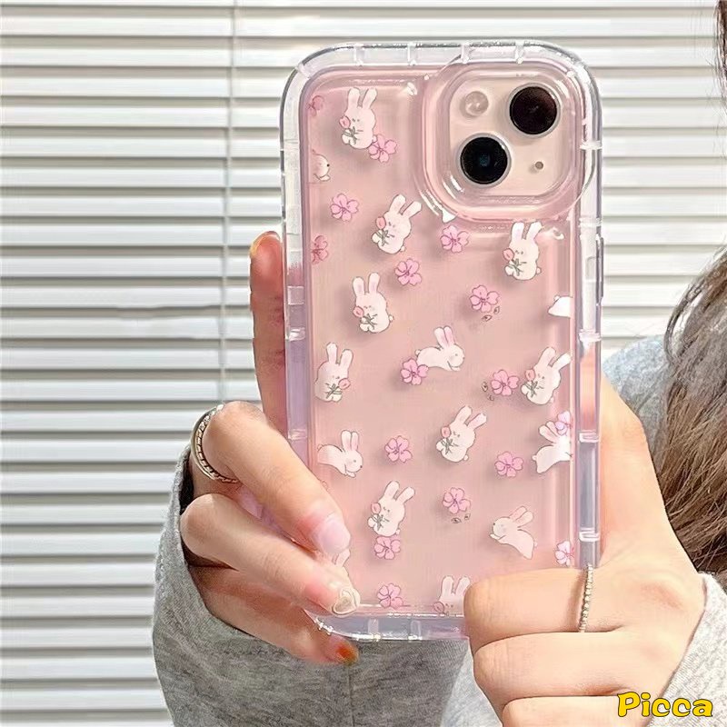 Fresh Flowers Case Redmi 12C 10C 9 10A A1 9T 10 9A 9C NFC Redmi Note8 9 Note10s Note 11 10s 11s 10 9 Note10 11 POCO F4 Kartun Lucu Kelinci Bening Shockproof Airbag Penutup Bunga