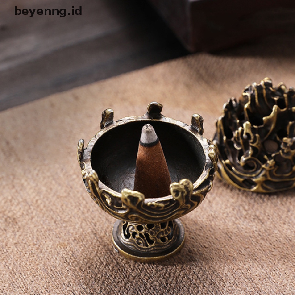 Beyen Retro Alloy Censer Burner Mini Ornamen Chinese Kuno Censer Tea Desk Decor ID