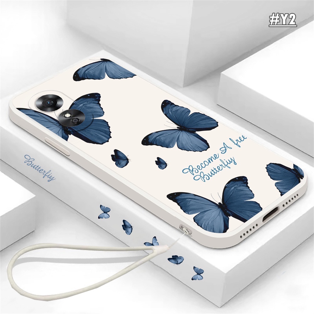 Dengan Lanyard Butterfly Case Redmi Note12 Note 11 Pro 11s Redmi 12C 10A 9A 9C 9T Note 10S Note10 5G Note9 Poco M4 Pro M3 X3 Pro X3 NFC Tepi Lurus Fantasi Pola Samping Soft Case