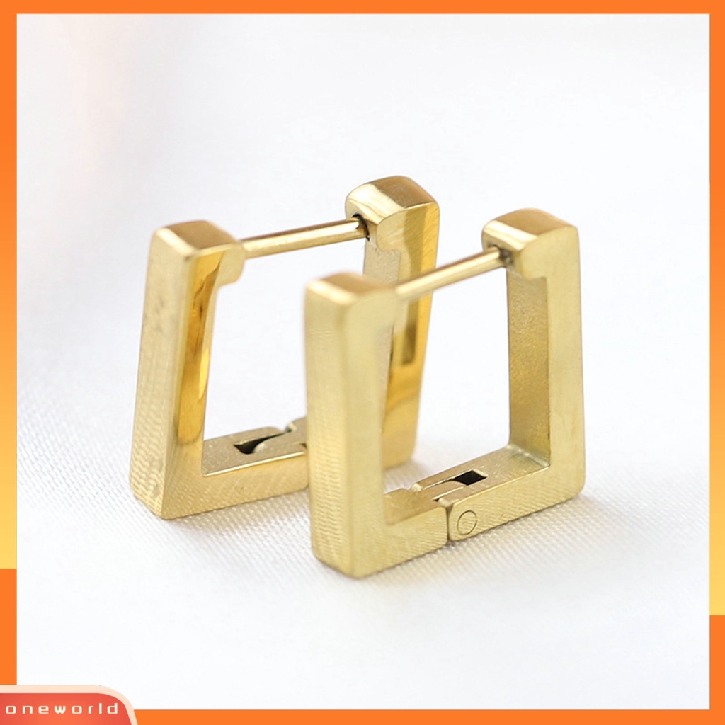 [EONE] 1pasang Anting Hoop Bentuk Geometris Gaya Eropa Dan Amerika Electroplating Simplicity Charming Decoration Fade-Proof Titanium Steel Square Hoop Earrings