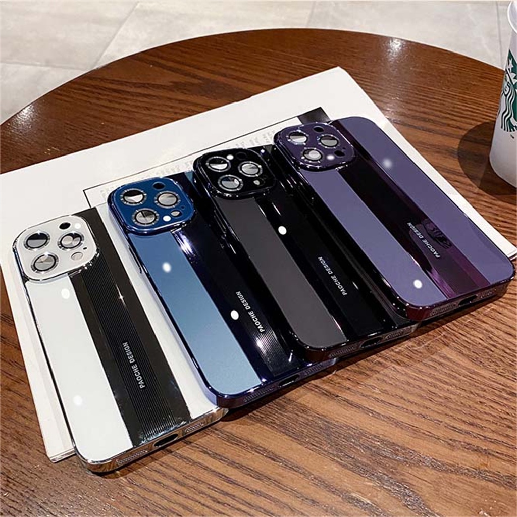 Metal Kamera Perlindungan Lensa iPhone 14 Pro Max Case14 Plus Case iPhone 13 Pro Max Premium Merek Porsche shockproof Pelindung hard back cover