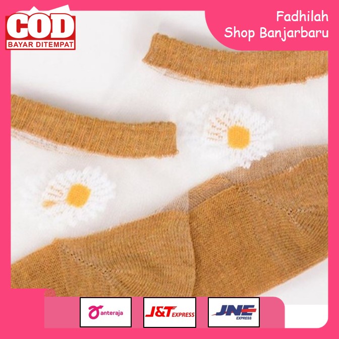 KAOS KAKI WANITA FASHION TRANSPARANT MOTIF BUNGA DAISY KAOS KAKI WANITA MOTIF BUNGA KOREA | FADHILAH SHOP BJB