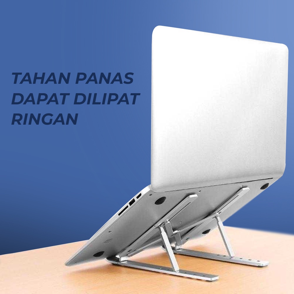 Laptop Stand Aluminium Foldable Adjustable 6 Height - Silver - 7RCF0JSV