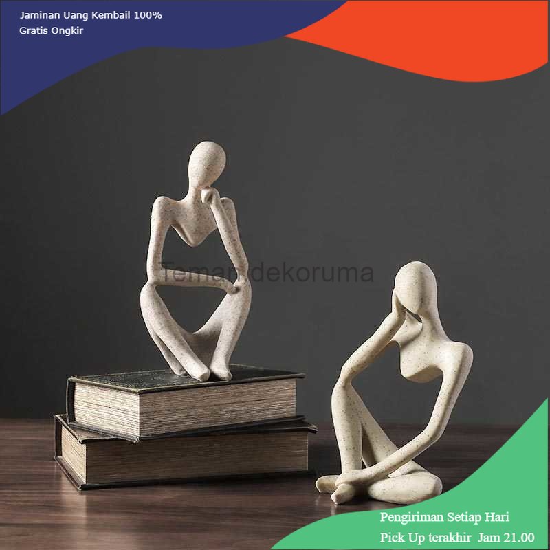 TD - RTG VILEAD Pajangan Dekorasi Nordic Abstract Thinker Statue Resin - Z090