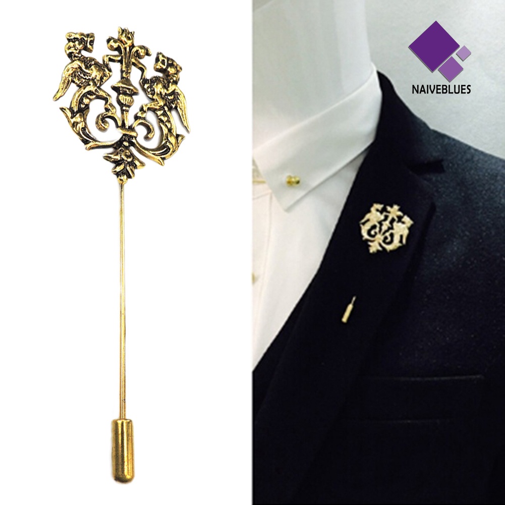 &lt; Naiveblues &gt; Vintage Pria Berongga Ganda Singa Bros Pin Klip Hadiah Pesta Pernikahan