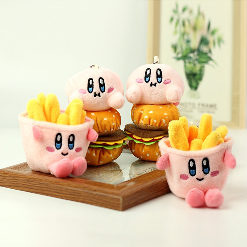 Lucu Kartun French Fries Plush Doll Hamburger Liontin Gadis Jantung Hiasan Gantungan Kunci