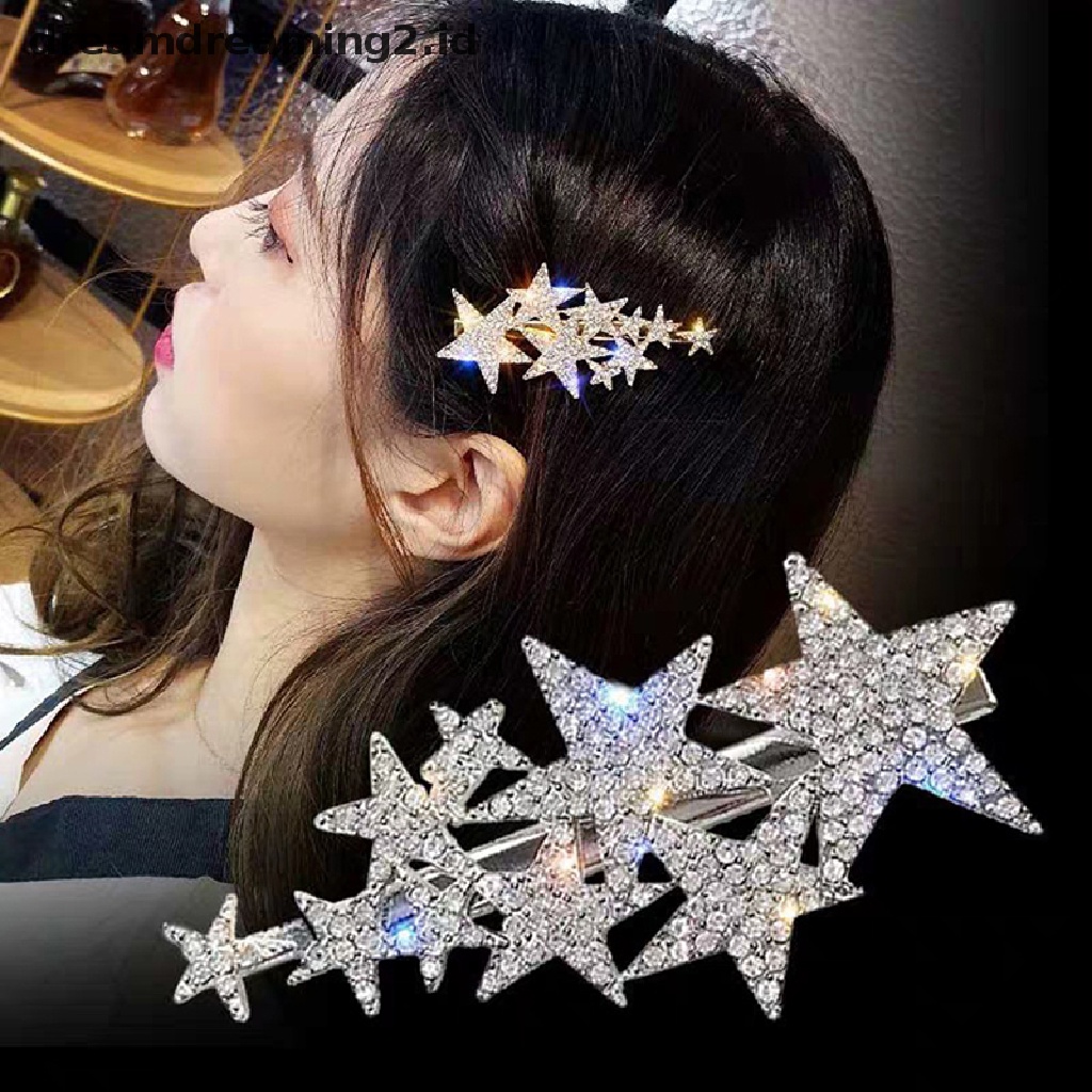 (dream) Berlian Imitasi Pentagram Rambut Klip Wanita Styling Rambut Klip Glitter Shiny Jepit Rambut//