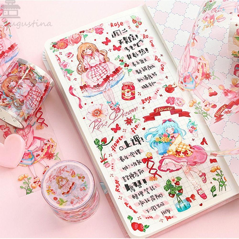 Agustina Album Stiker Hias Kawaii Lucu Seri Gadis Vigorous Siswa Alat Tulis Romantis DIY PET Tapes