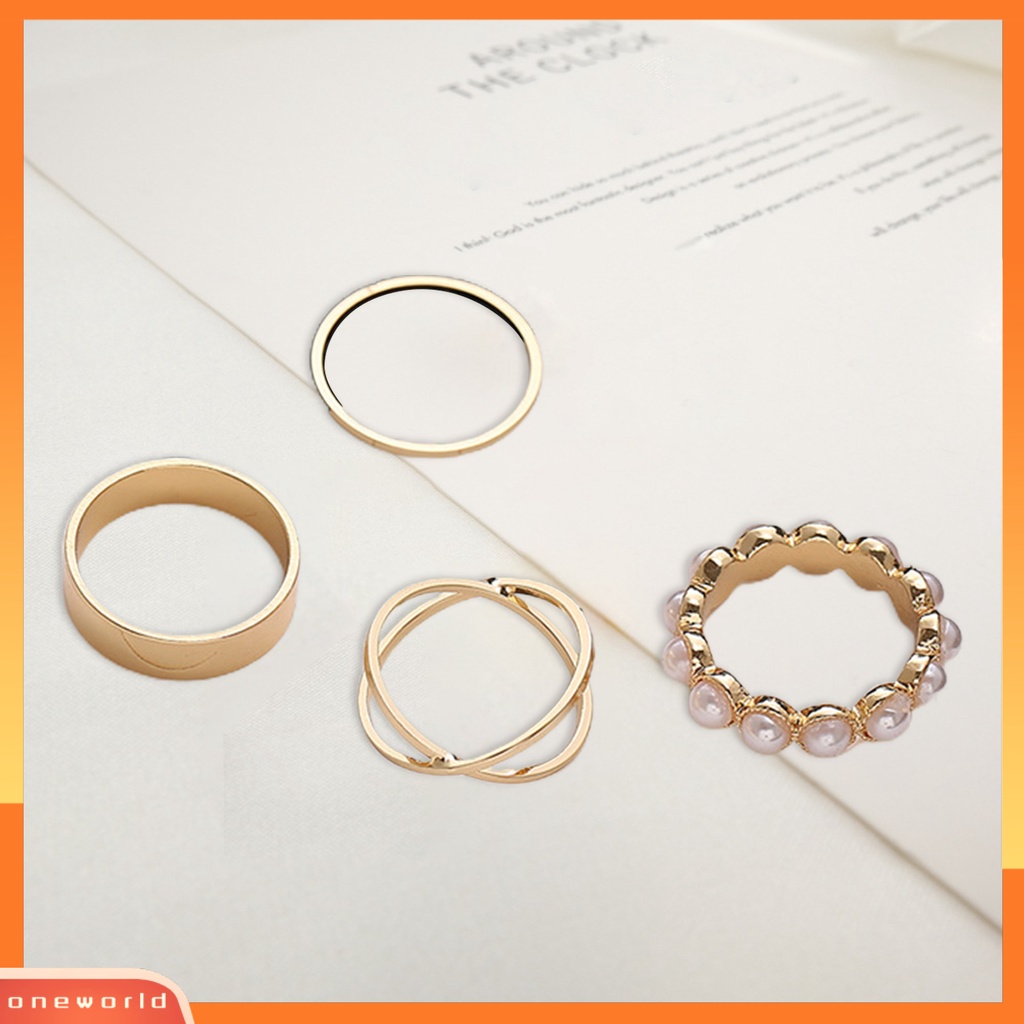 [EONE] 4pcs Cincin Kawin Eye-catching Shiny Dress Up Tahan Lama Indah Terang Kilau Cincin Untuk Pesta