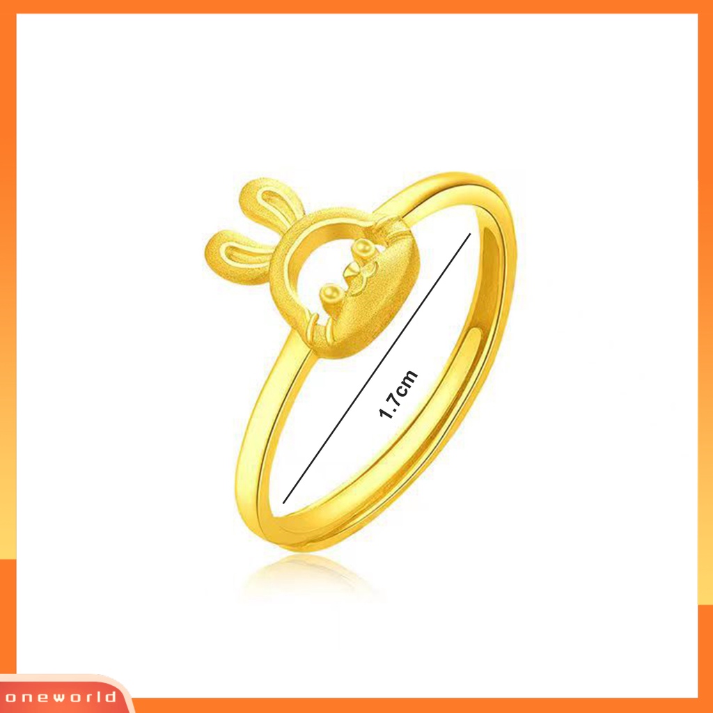 [EONE] Cincin Jari Dipoles Electroplating Adjustable Desain Kelinci Halus Dekoratif Tidak Luntur Fashion Lucu Geometris Terbuka Cincin Perhiasan Aksesori