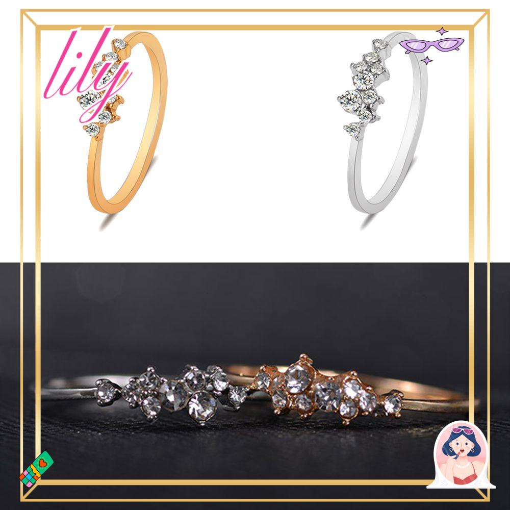 Lily Zirkon Cincin Baru Wanita Gadis Hadiah Fashion Berlian Kristal