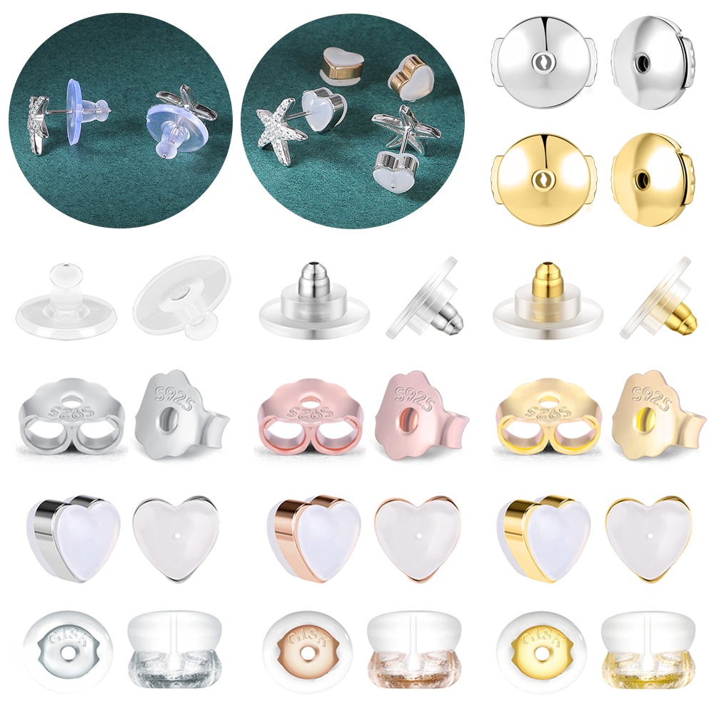 2-50pcs Karet Telinga Stud Lock Plastik Transparan Silicone Earring Stoppers Butterfly Push Back Ear Piercing Lock Aksesoris