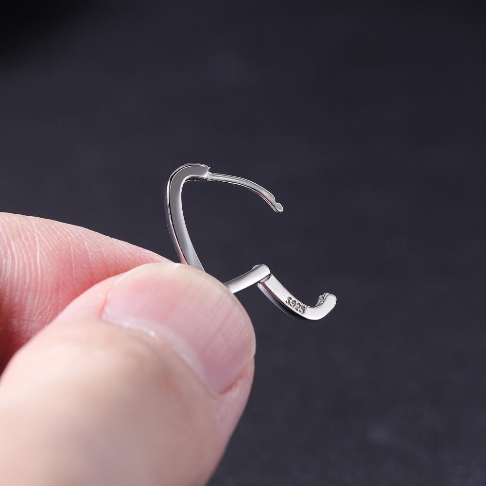 1pasang925 Sterling Silver Kupu-Kupu Hoop Earrings Kristal Anting Bulat Segitiga Lingkaran Anting Tulang Rawan Lobe Piercing