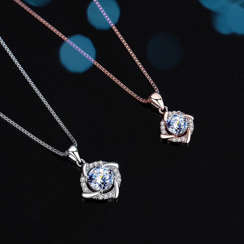 Baru Kreatif Kincir Angin Moissanite Liontin Perempuan Temperamen Klavikula Rantai Sterling Silver Versi Korea Fashion Rose Gold Kalung