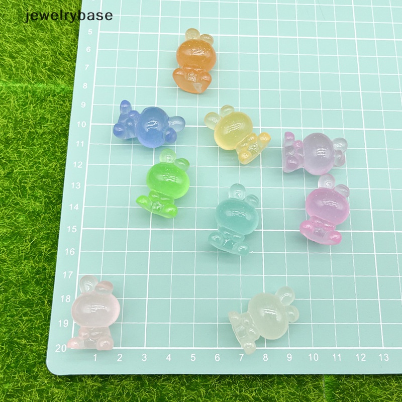 [jewelrybase] 2 Pcs Mini Luminous Resin Kelinci Ornamen Lucu Kartun Kelinci Ornamen Mobil Decor Butik