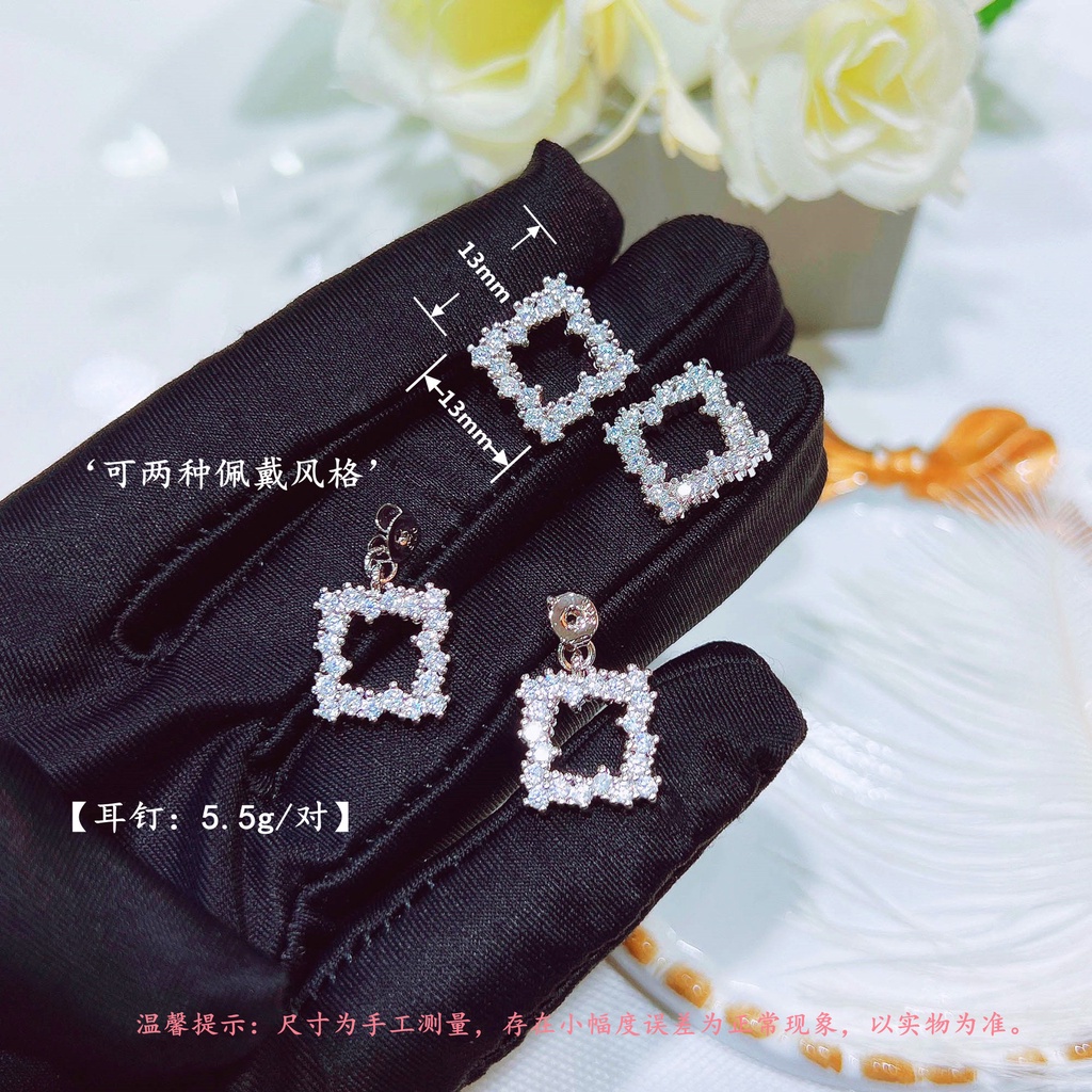 Goldkingdom Aksesoris Perhiasan Fashion Ready Stock Sterling Silver Bertabur Berlian Anting Dewi Mewah Ringan Anting Serbaguna Hadiah Untuk Wanita