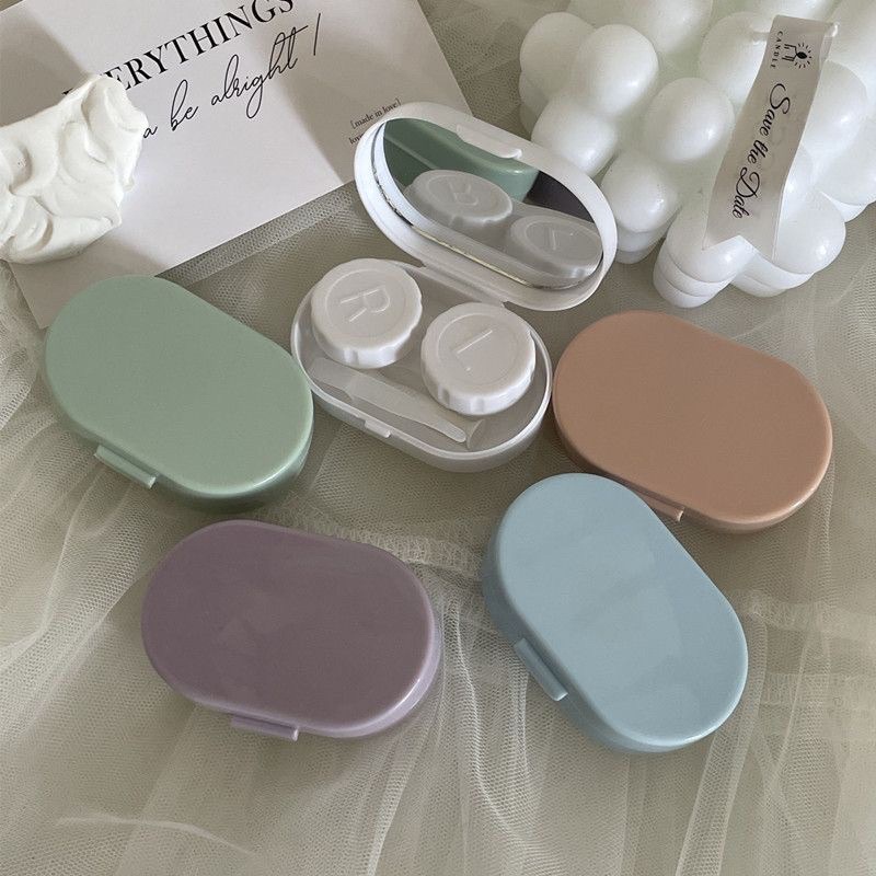 SOFTLENS CASE TRAVEL KIT OVAL KOTAK SOFTLENS TEMPAT SOFTLENS SET CERMIN