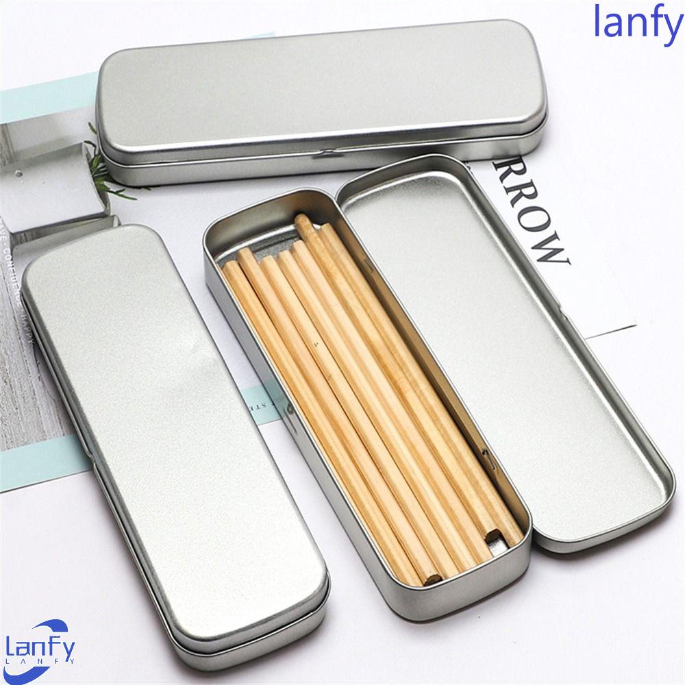 Lanfy Tempat Pensil Untuk Anak Perlengkapan Sekolah Single Layer Silver Student Pen Box Kotak Alat Tulis