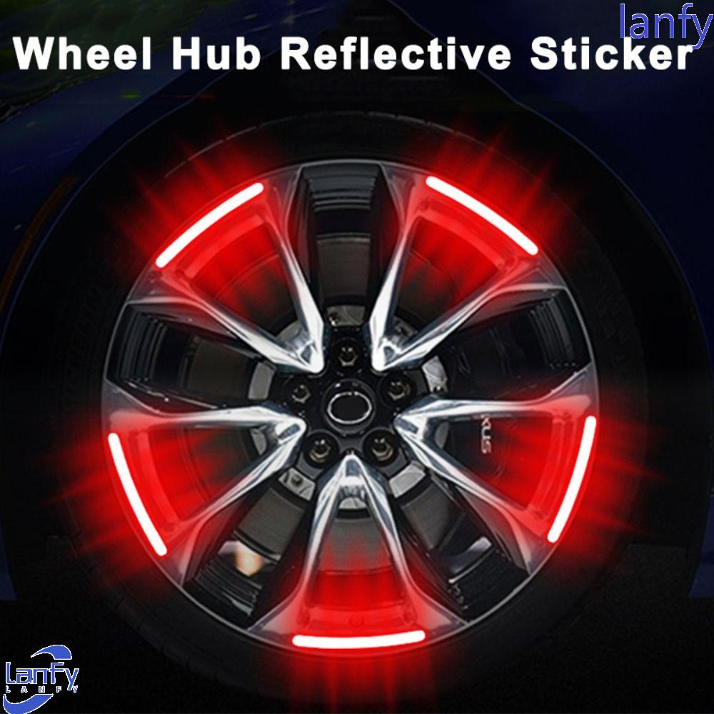 Lanfy Stiker Reflektif Hub Mobil Malam Mengemudi Ban Sepeda Motor Aksesoris Mobil-Styling Tire Rim Tape Luminous Tire Rim Strip Reflektif