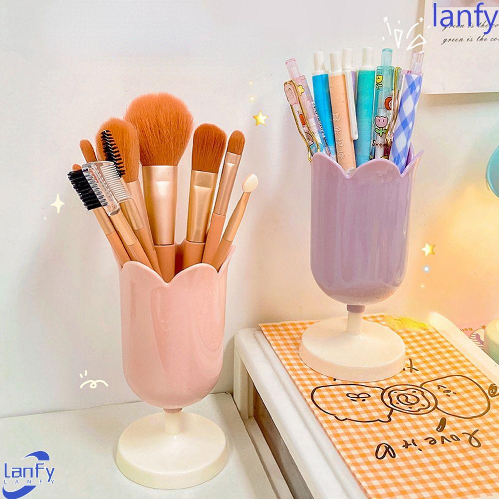 Lanfy Tulip Tempat Pulpen Bunga Kawaii Lucu Pensil Stand Case Perlengkapan Kantor Sekolah Hadiah Gadis Properti Fotografi Stationery Organizer