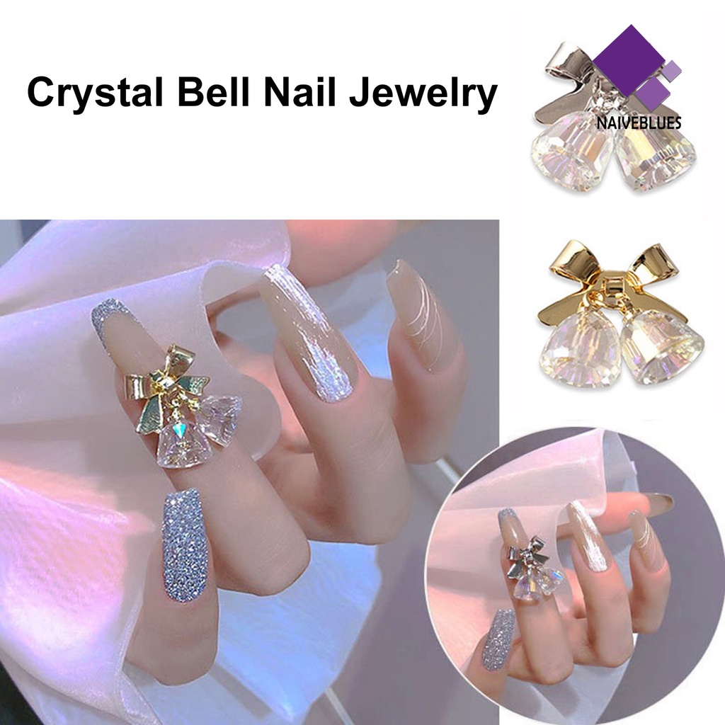 [naiveblues] Nail Bell Decor Pengerjaan Indah Busur-Simpul Transparan 3D Bell Nail Art Untuk Gadis