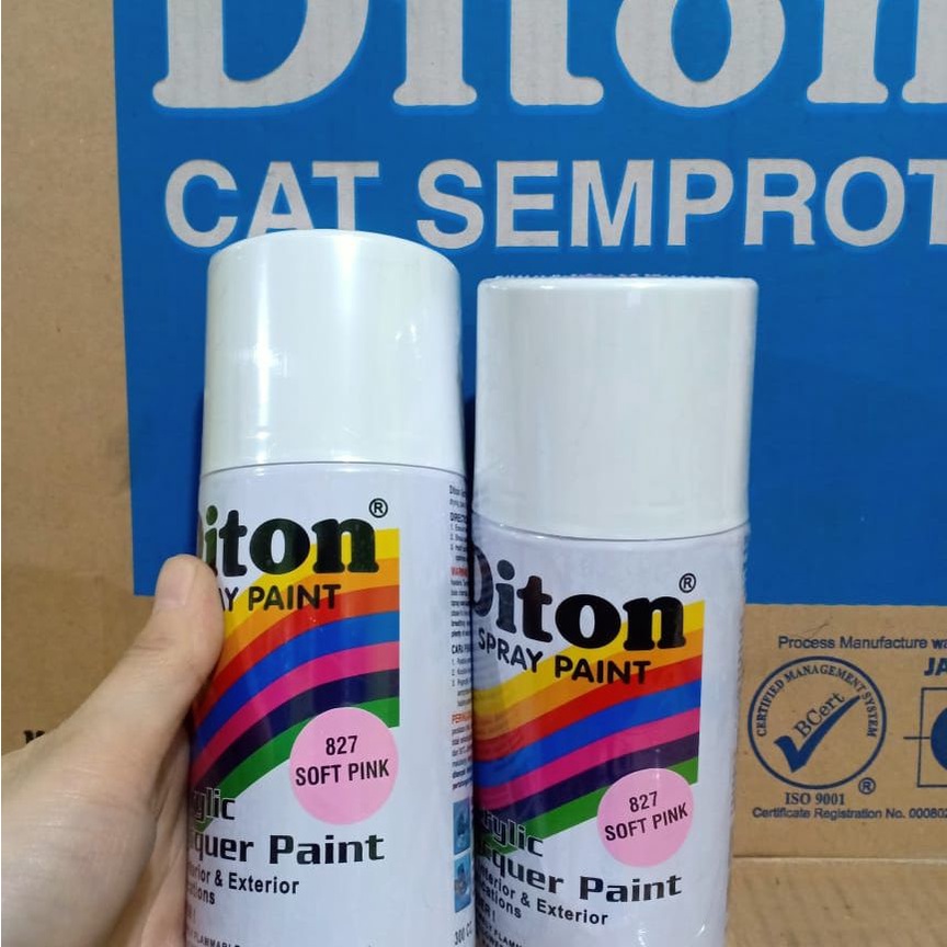 SOLID COLOURS DITON Spray Paint Acrylic Lacquer Paint Pilox Pilok Cat Semprot - 827 SOFT PINK / MERAH MUDA / PINK MUDA (300cc / 300ml)