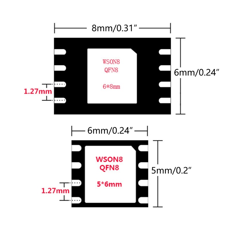 Cre Upgraded Chip Probe Line DFN8 QFN8 WSON8 Read/Tulis Probe Pembakaran 1.27 Test Probe Pengoperasian Mudah Compact-size Dura