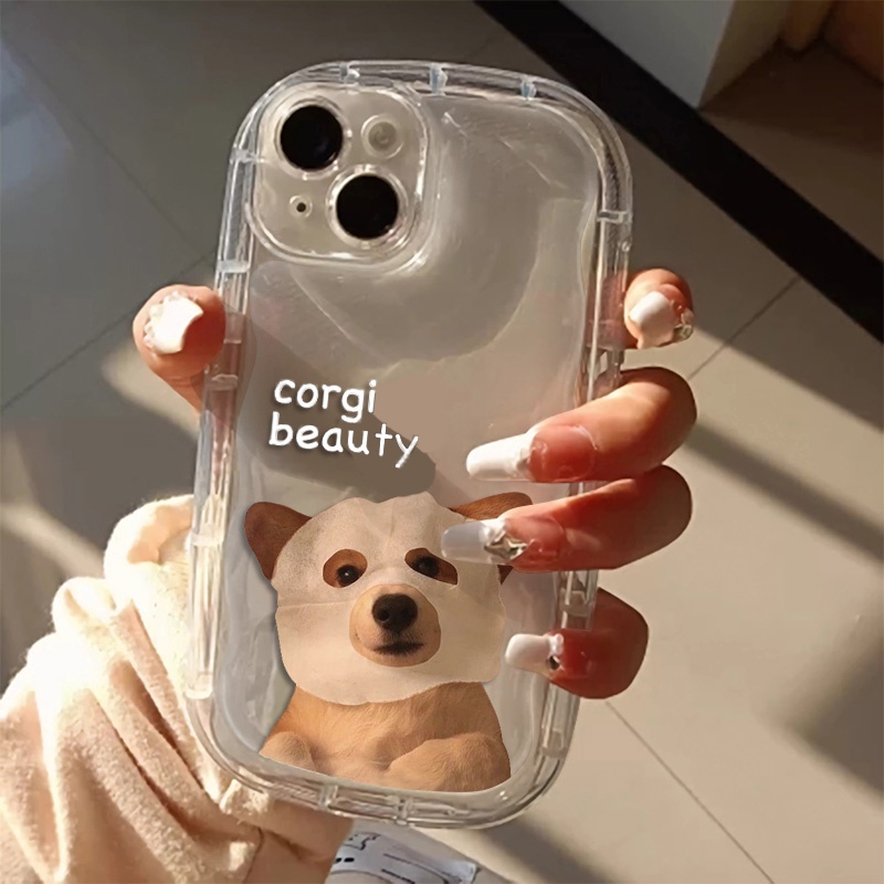 IPHONE Casing Ponsel Tahan Guncangan Anjing Lucu Kompatibel Untuk Iphone11 14 13 12 Pro XS Max Casing X XR 78 Plus Lembut Transparan TPU Silicone Cover